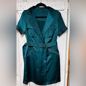 Karen Millen Teal Dress with gold Accents